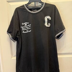 Black Short Sleeve Tee with Embroidered Details